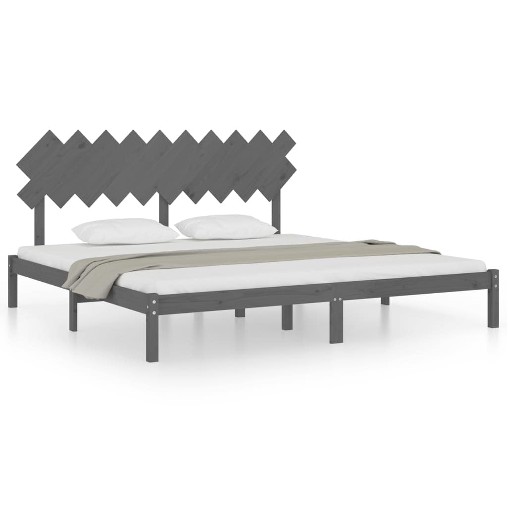 Bed Frame Grey 200x200 cm Solid Wood