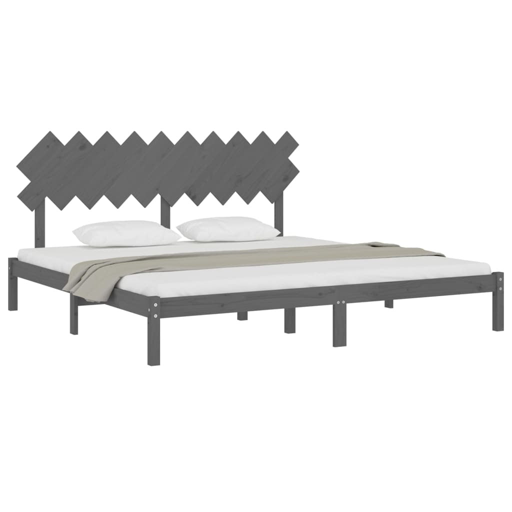 Bed Frame Grey 200x200 cm Solid Wood