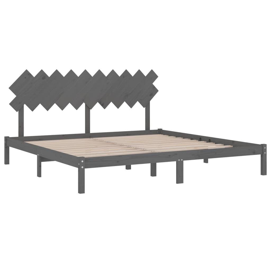 Bed Frame Grey 200x200 cm Solid Wood