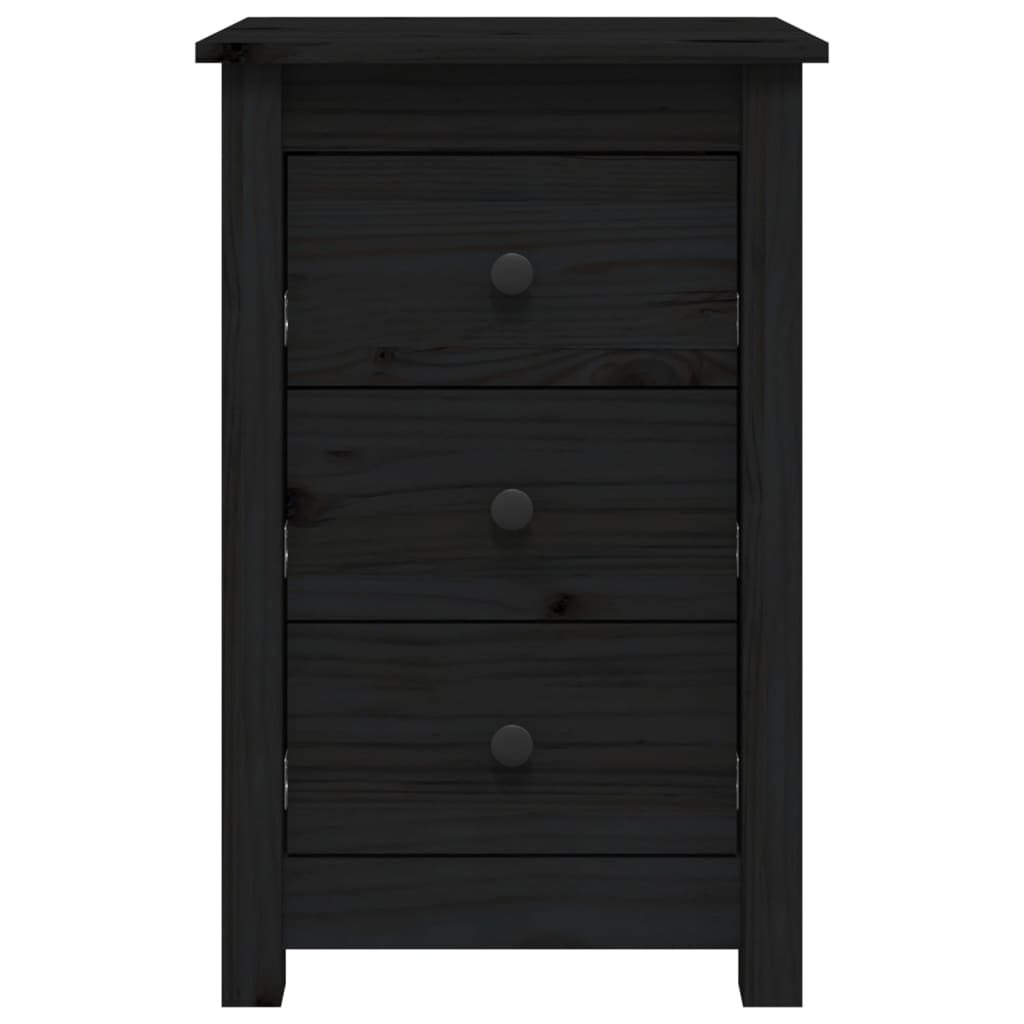 Bedside Cabinets 2 pcs Black 40x35x61.5 cm Solid Wood Pine