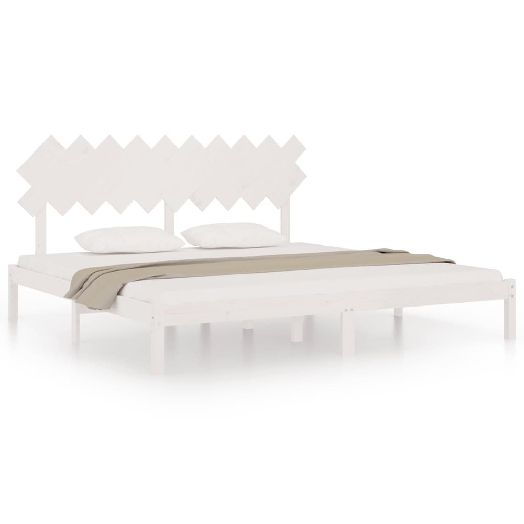 Bed Frame White 200x200 cm Solid Wood