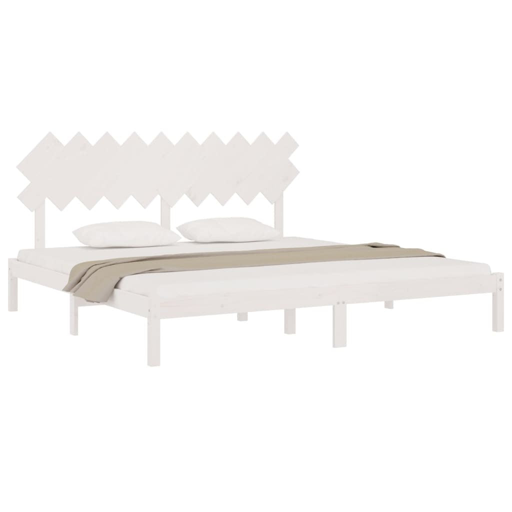 Bed Frame White 200x200 cm Solid Wood
