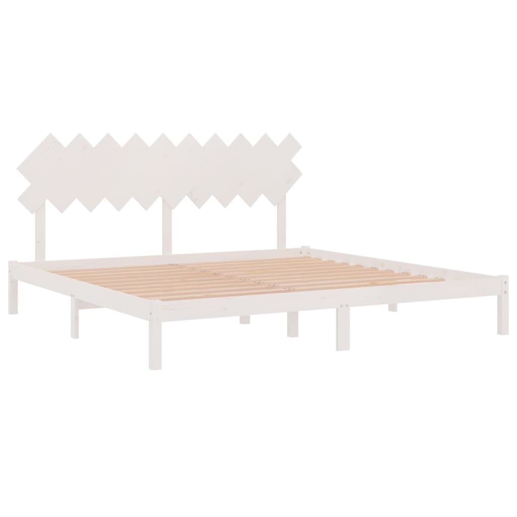 Bed Frame White 200x200 cm Solid Wood