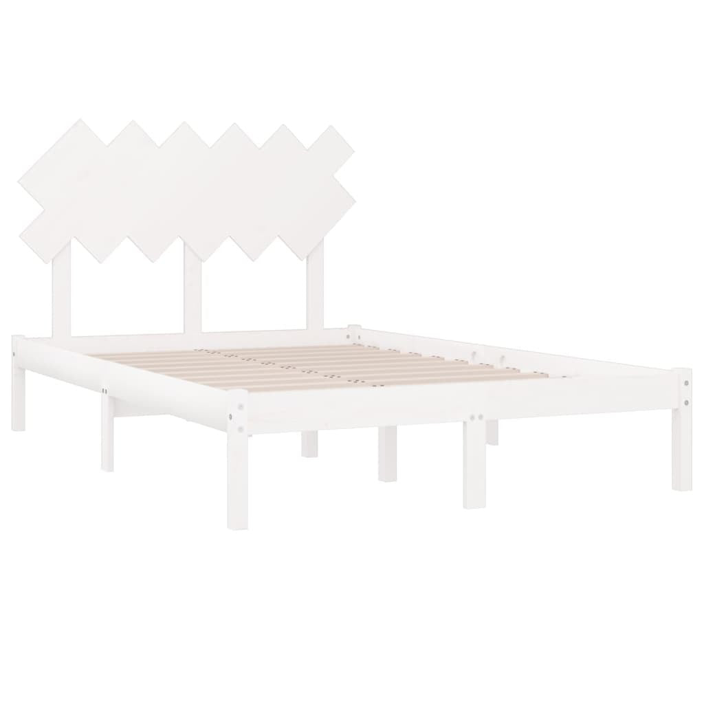 Bed Frame White 135x190 cm 4FT6 Double Solid Wood
