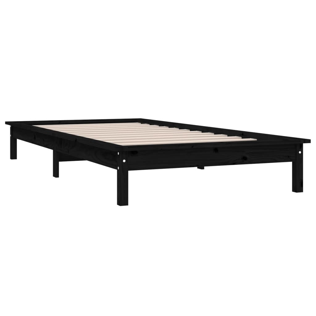 Bed Frame Black 100x200 cm Solid Wood Pine