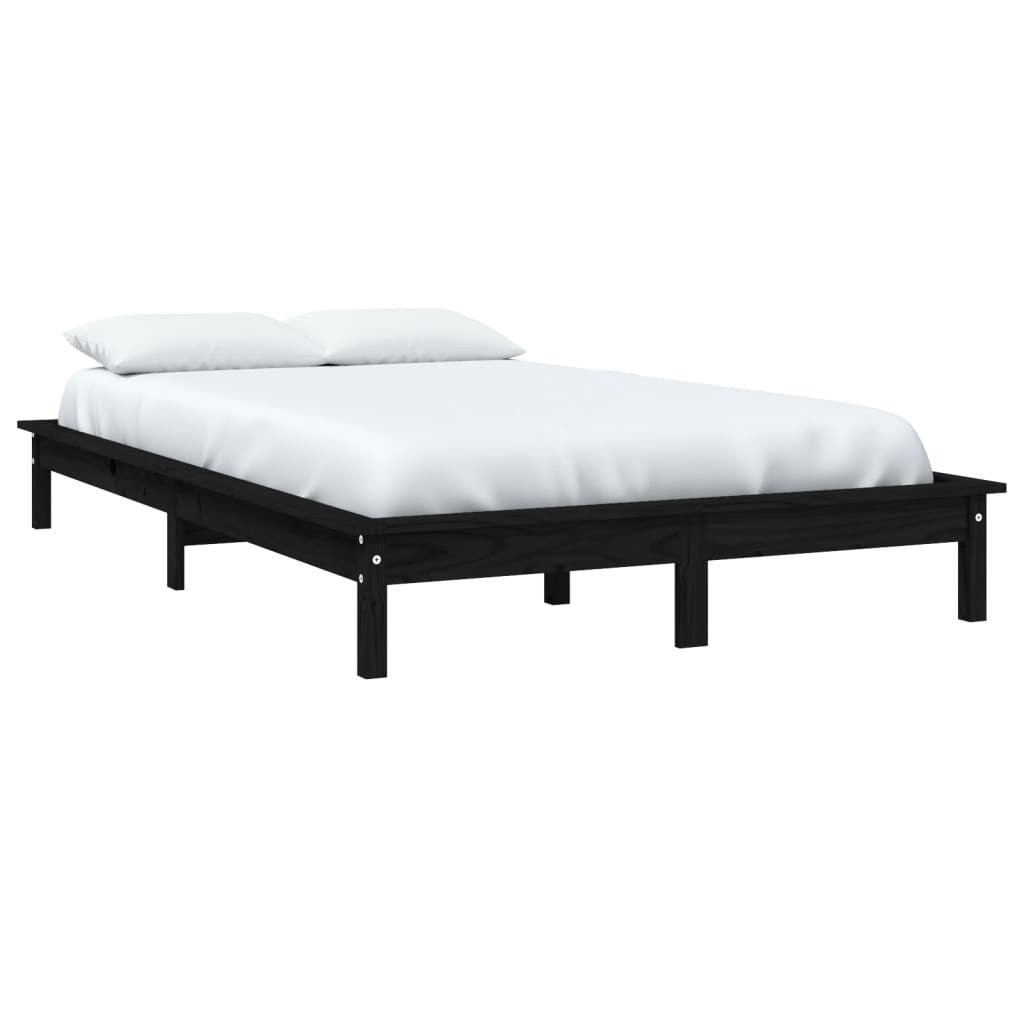 Bed Frame Black 140x190 cm Solid Wood Pine