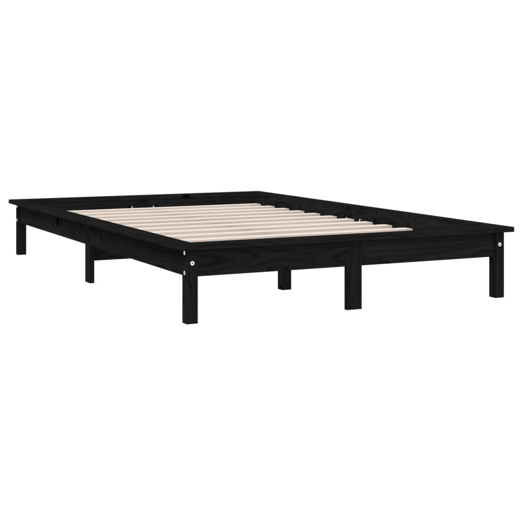 Bed Frame Black 140x190 cm Solid Wood Pine