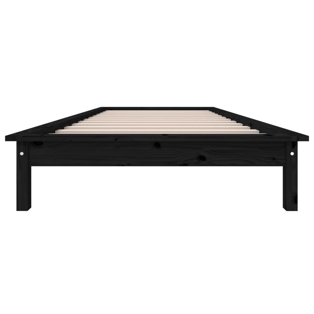 Bed Frame Black 90x200 cm Solid Wood Pine