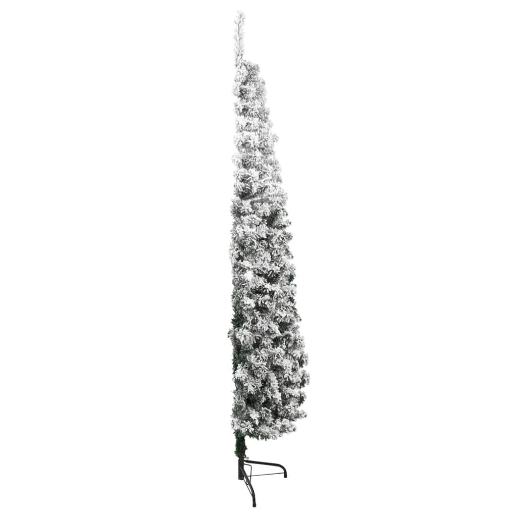 Slim Artificial Half Christmas Tree with Flocked Snow 210 cm