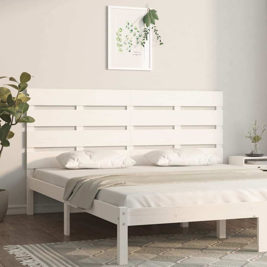 Headboard White 160x3x80 cm Solid Wood Pine