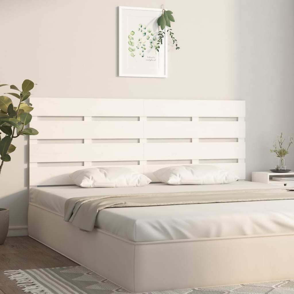 Headboard White 160x3x80 cm Solid Wood Pine
