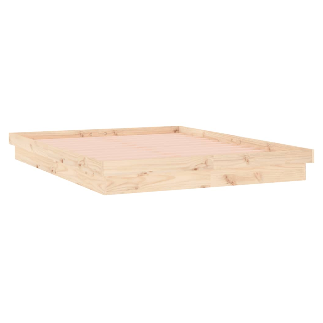 LED Bed Frame 150x200 cm 5FT King Size Solid Wood