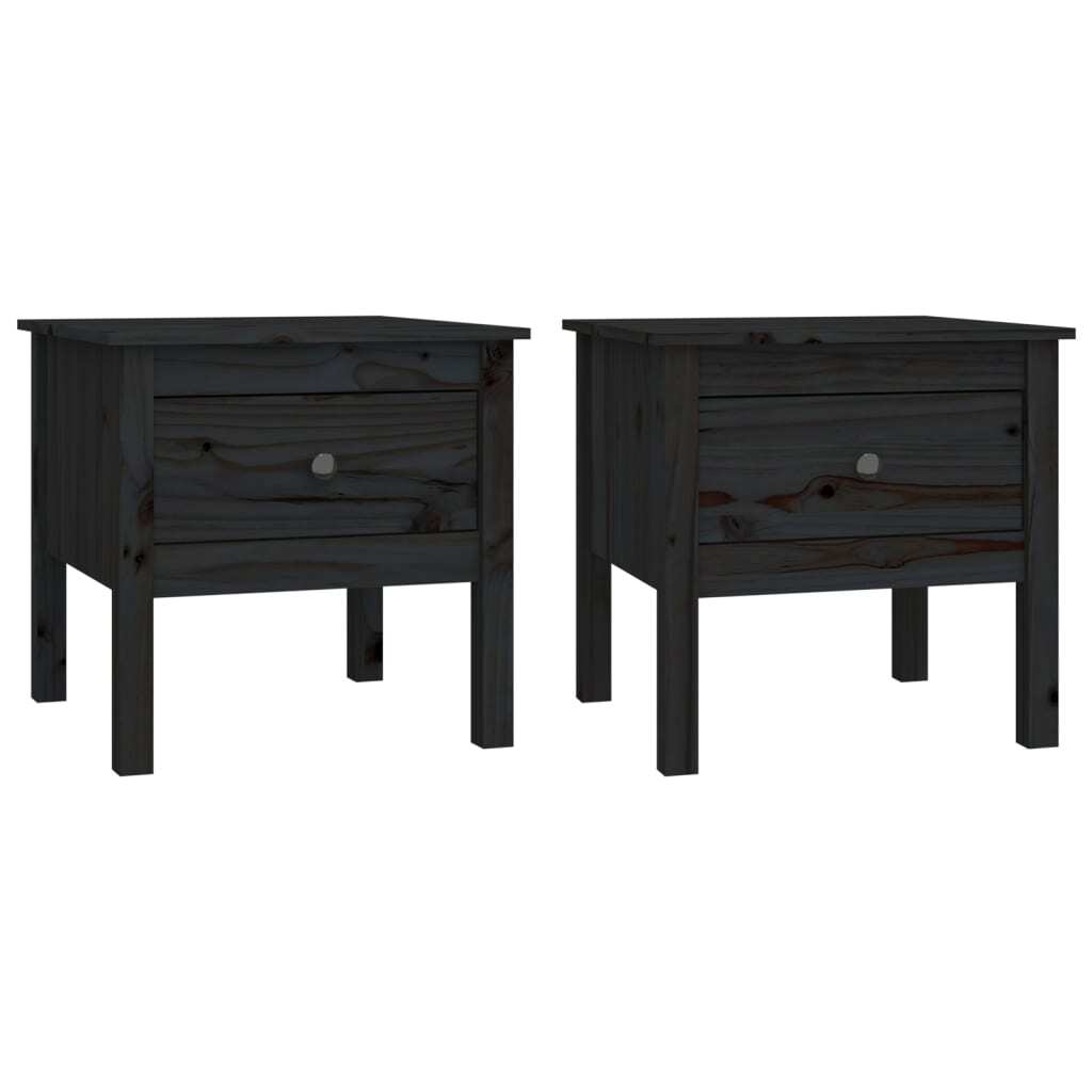 Side Tables 2 pcs Black 50x50x49 cm Solid Wood Pine