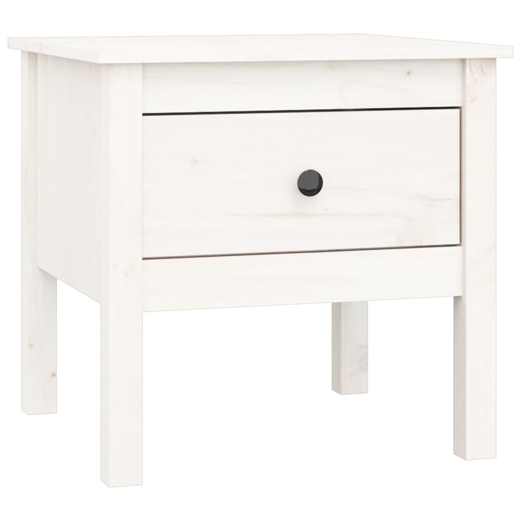 Side Table White 50x50x49 cm Solid Wood Pine