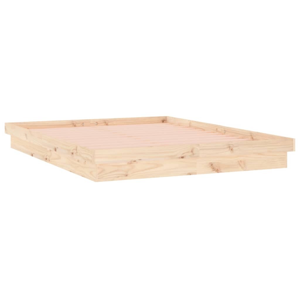 LED Bed Frame 140x200 cm Solid Wood