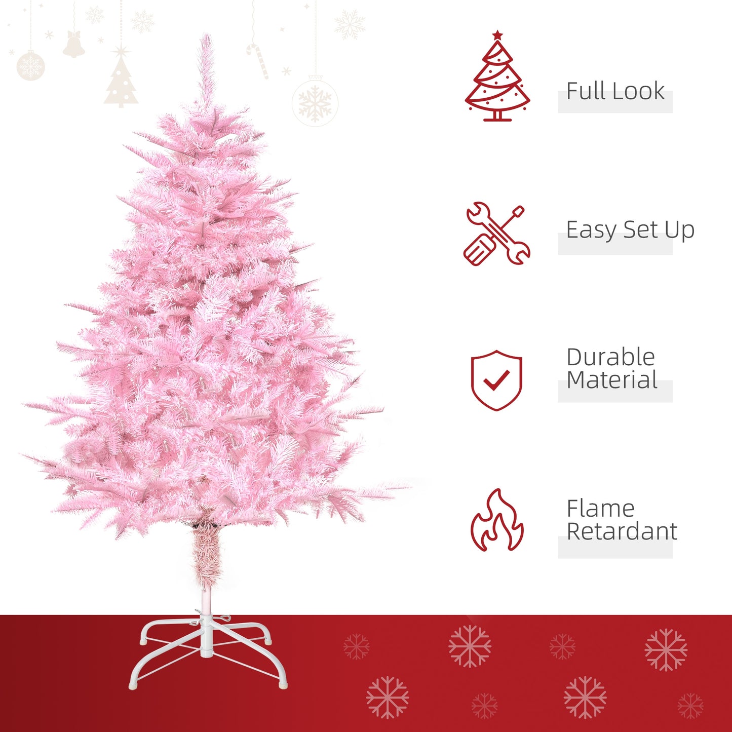 4FT Artificial Christmas Tree Holiday Xmas Automatic Open for Home Party Pink