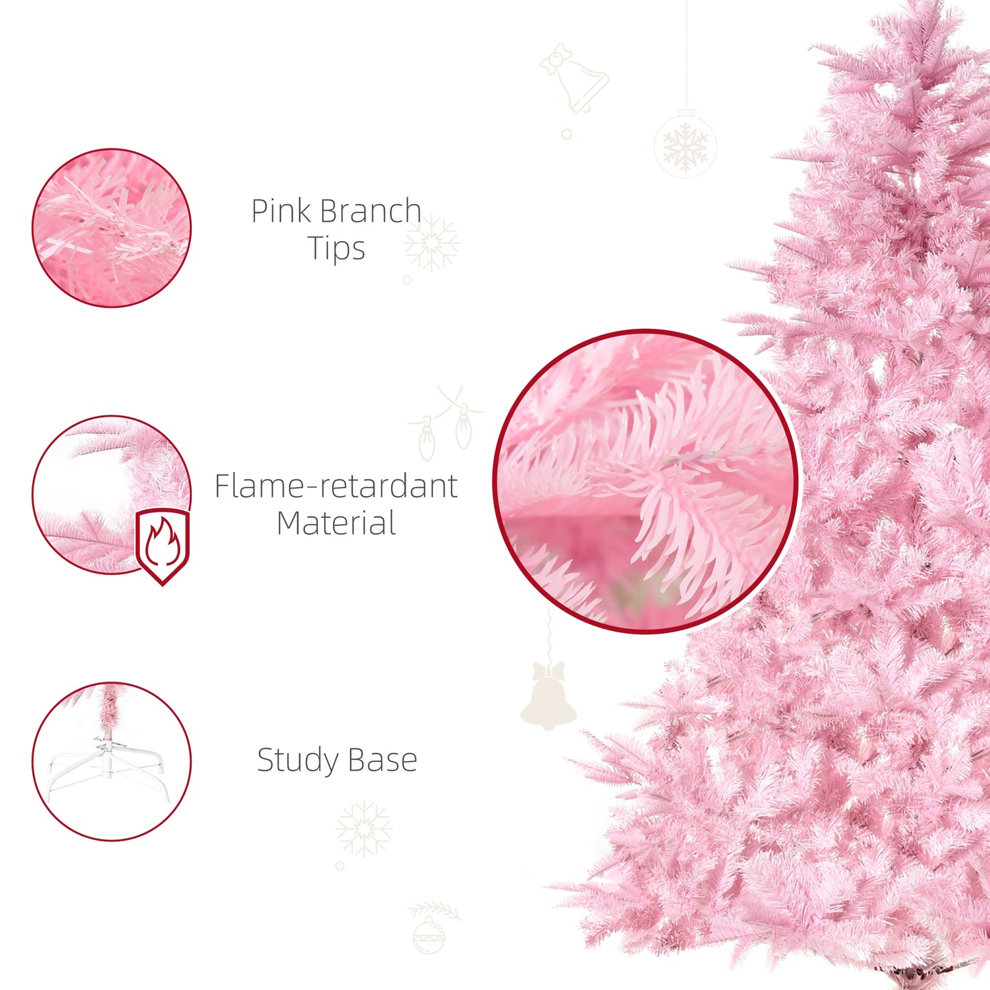 5FT Artificial Christmas Tree Holiday Xmas Automatic Open for Home Party Pink
