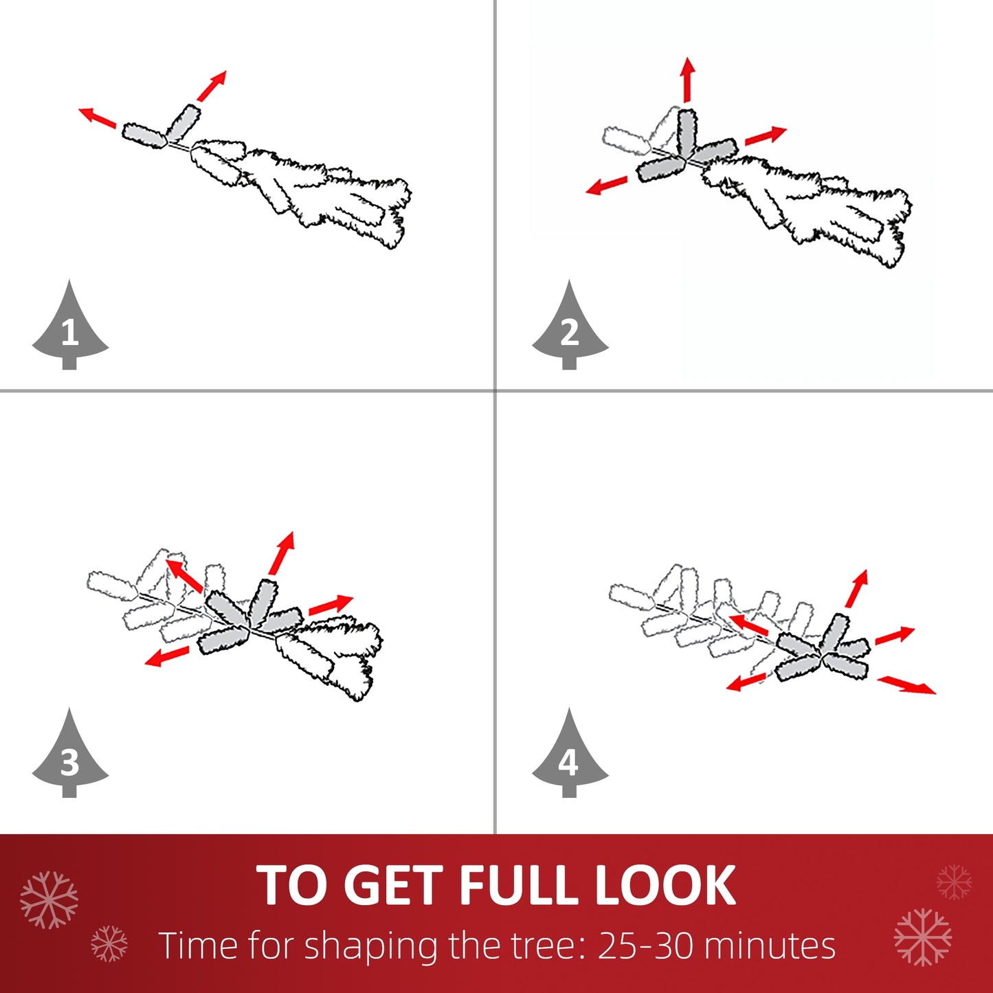 5FT Prelit Artificial Pencil Christmas Tree Warm White LED Red Berry Green