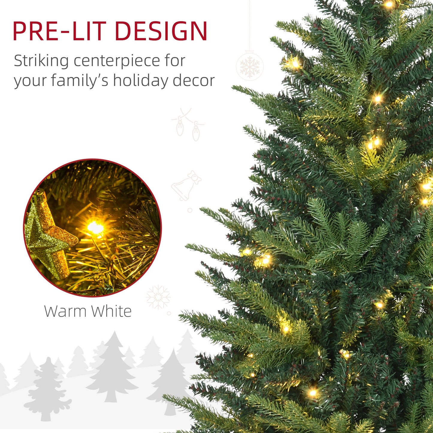 1.2m 4ft Christmas Tree Entrance  750 Tips  Pre-lit Tree 80 LED with Vase Base