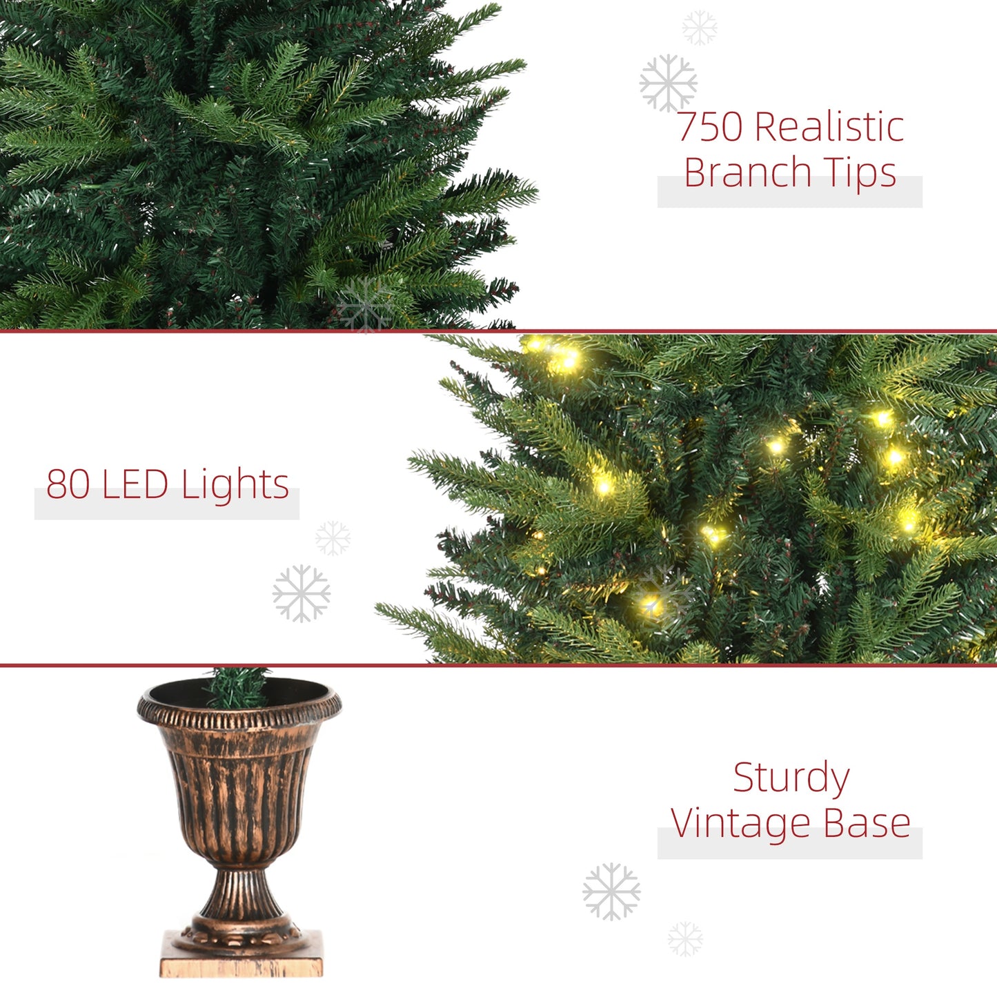 1.2m 4ft Christmas Tree Entrance  750 Tips  Pre-lit Tree 80 LED with Vase Base