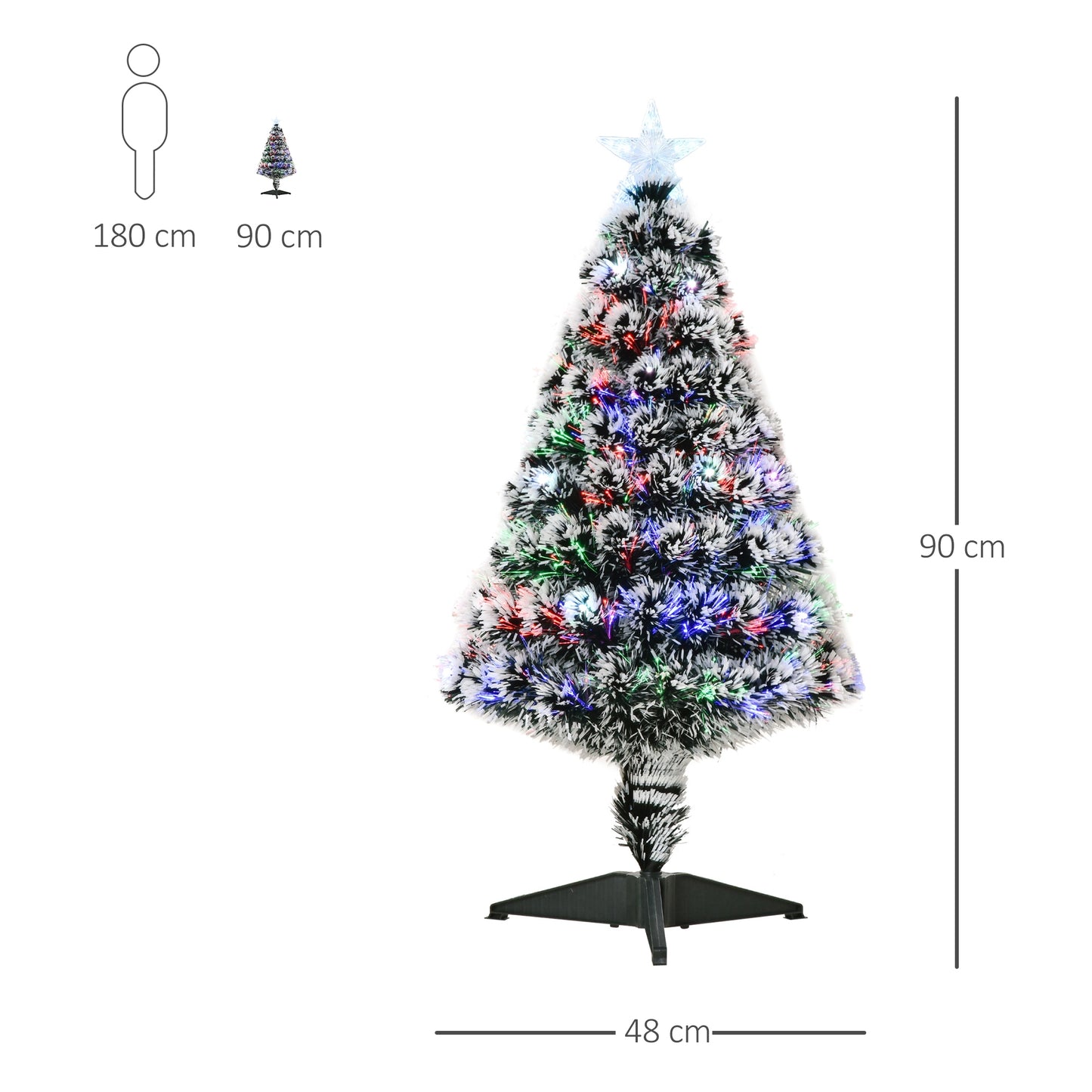 3ft Artificial Prelit Christmas Tree Snow Tree LED Fiber Optics Green White