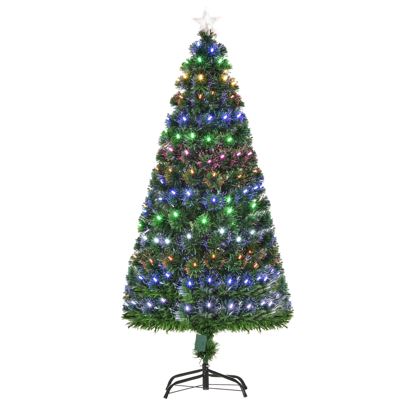 5FT Pre-Lit Artificial Christmas Tree Lights Star Topper Metal Base