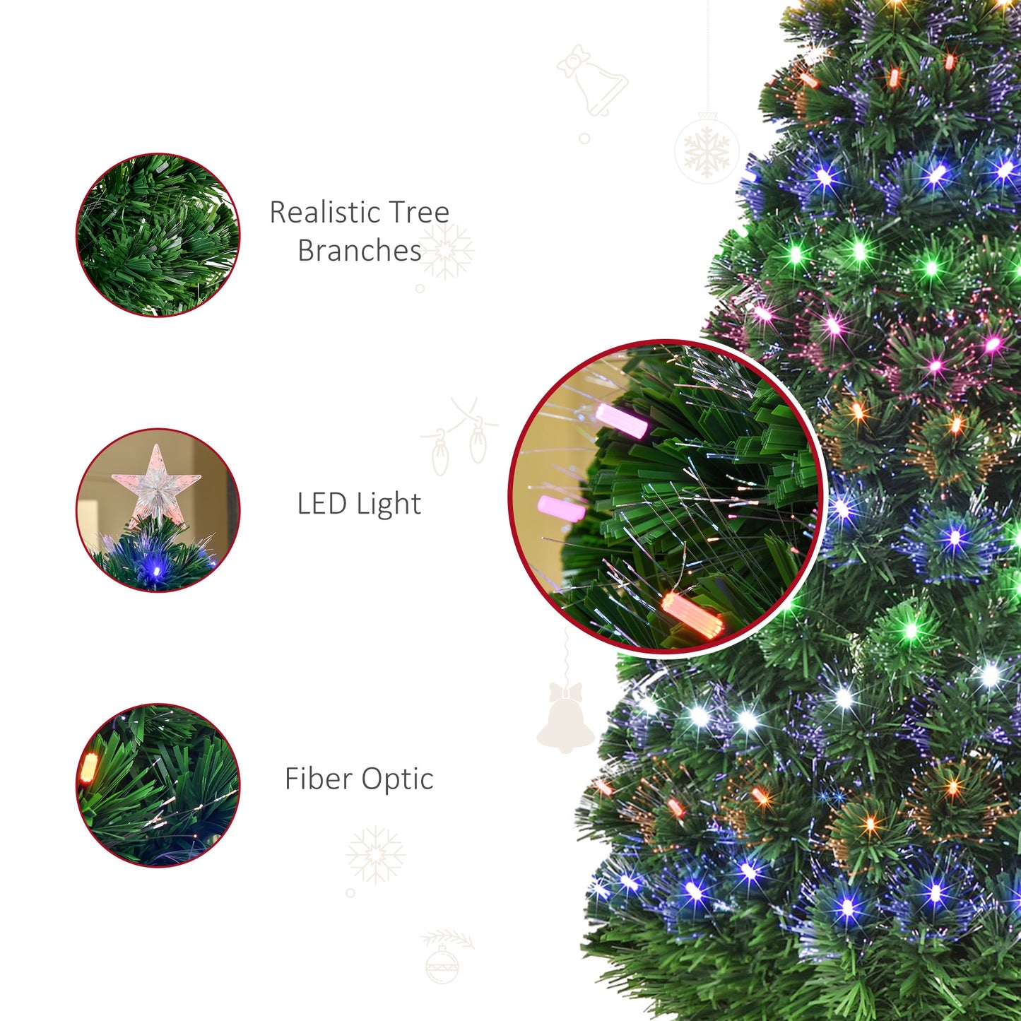 5FT Pre-Lit Artificial Christmas Tree Lights Star Topper Metal Base