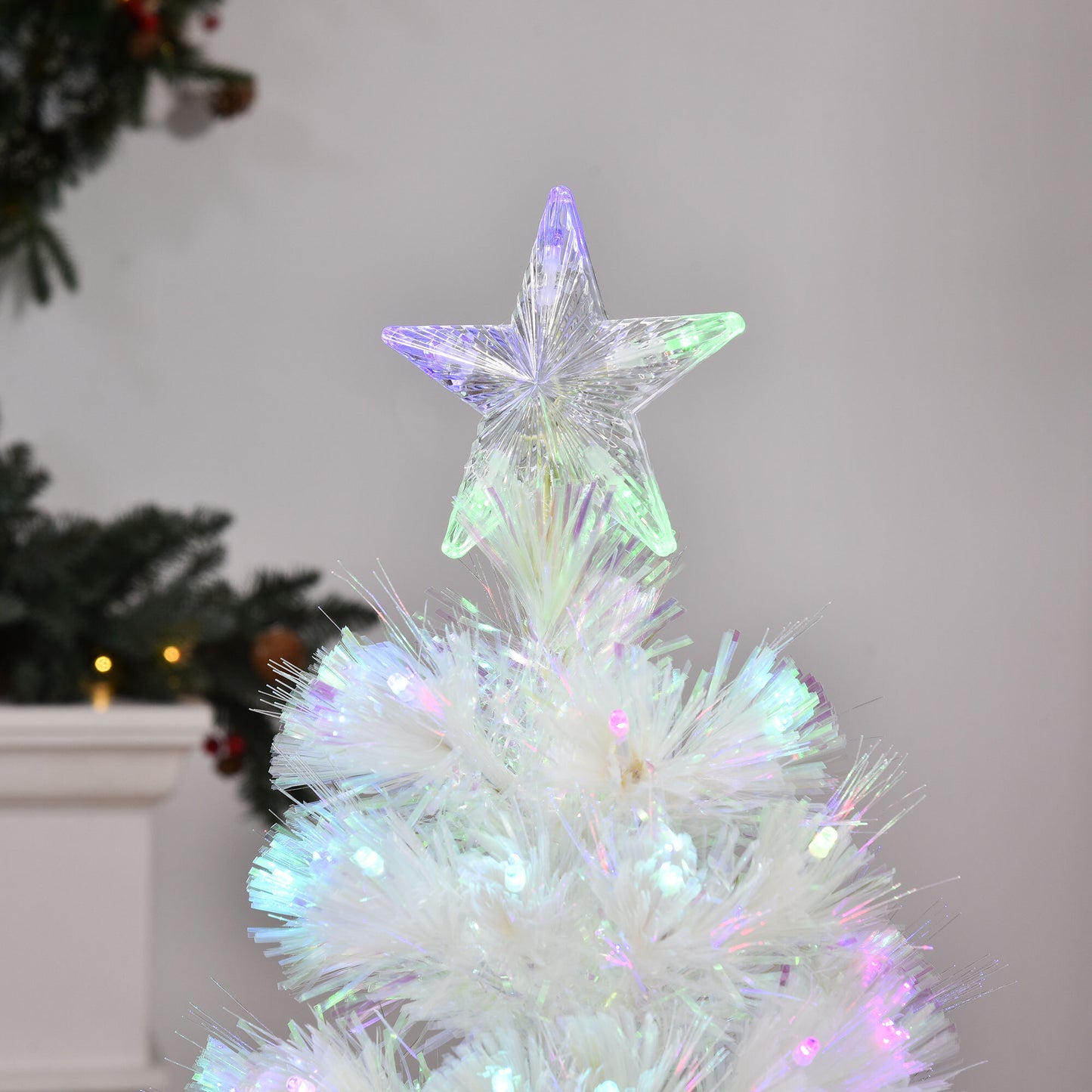 4 Feet Prelit Artificial Christmas Tree with Fiber Optic LED Light White