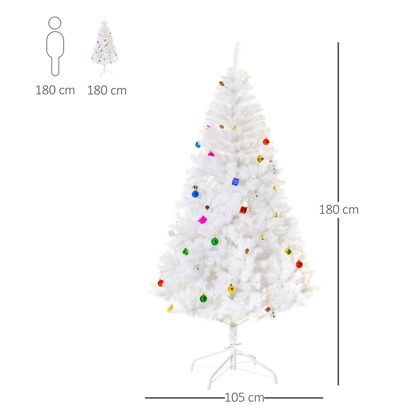 6ft Snow Artificial Christmas Tree Metal Stand Elegant Faux White