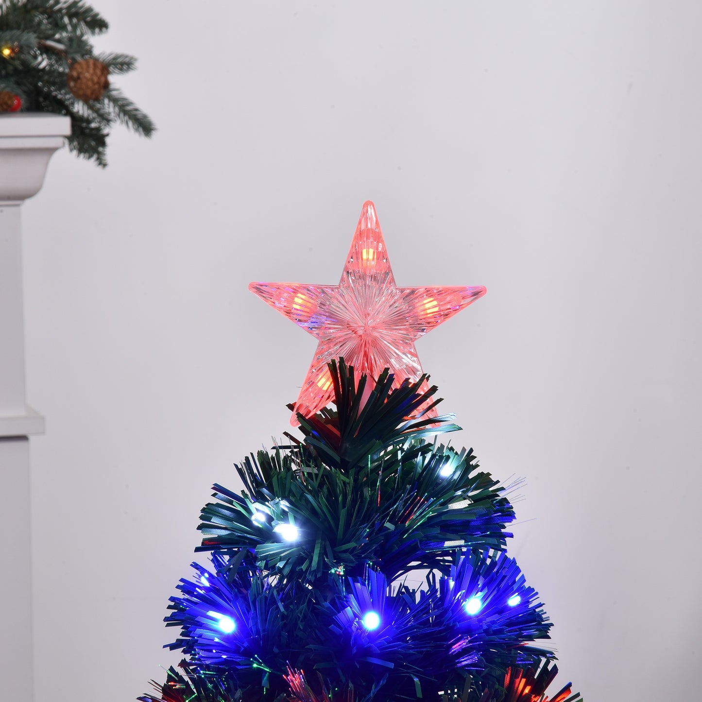 3ft Prelit Artificial Christmas Tree with Multi-Coloured Fiber Optic LED Green