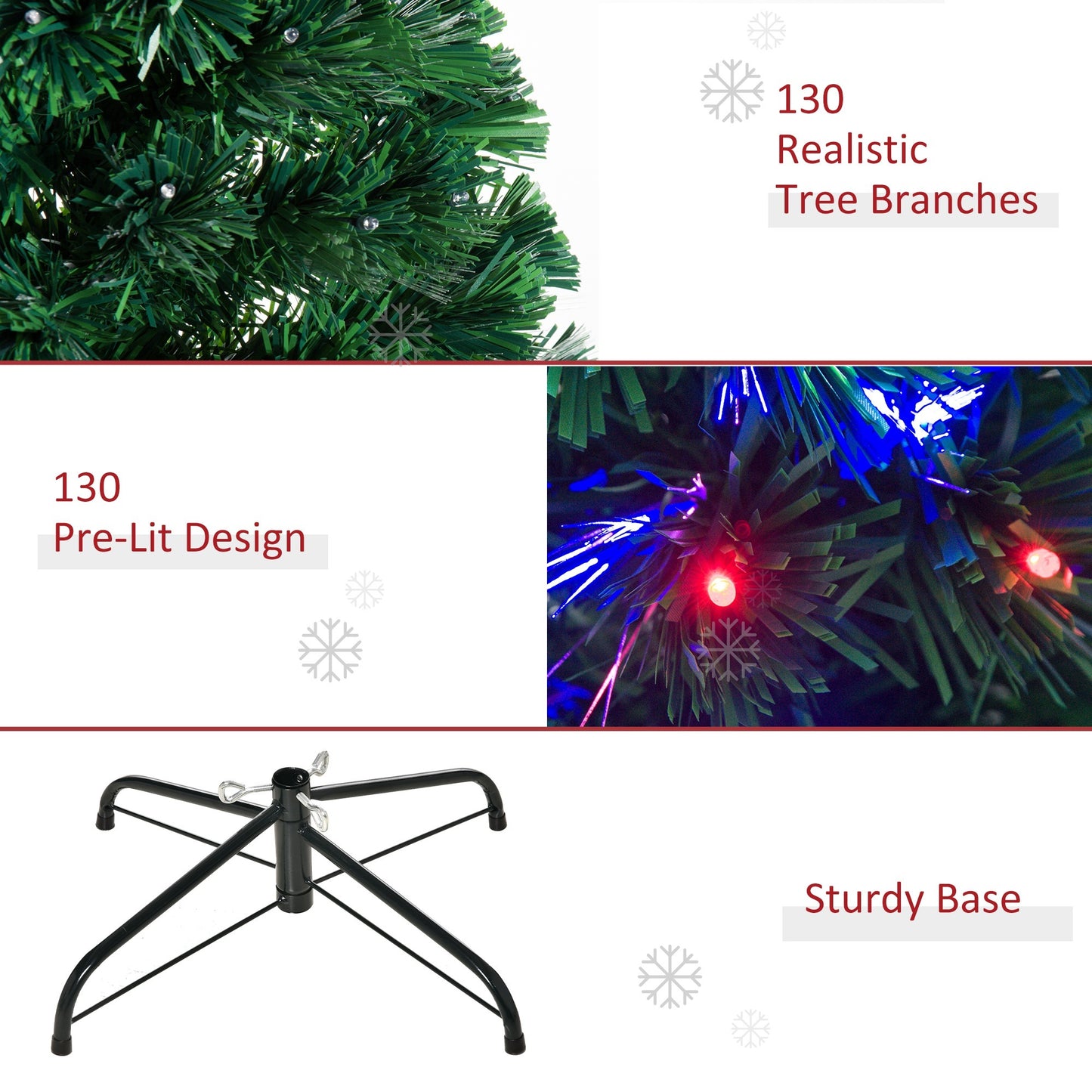 4ft Prelit Artificial Christmas Tree with Multi-Coloured Fiber LED Light Green