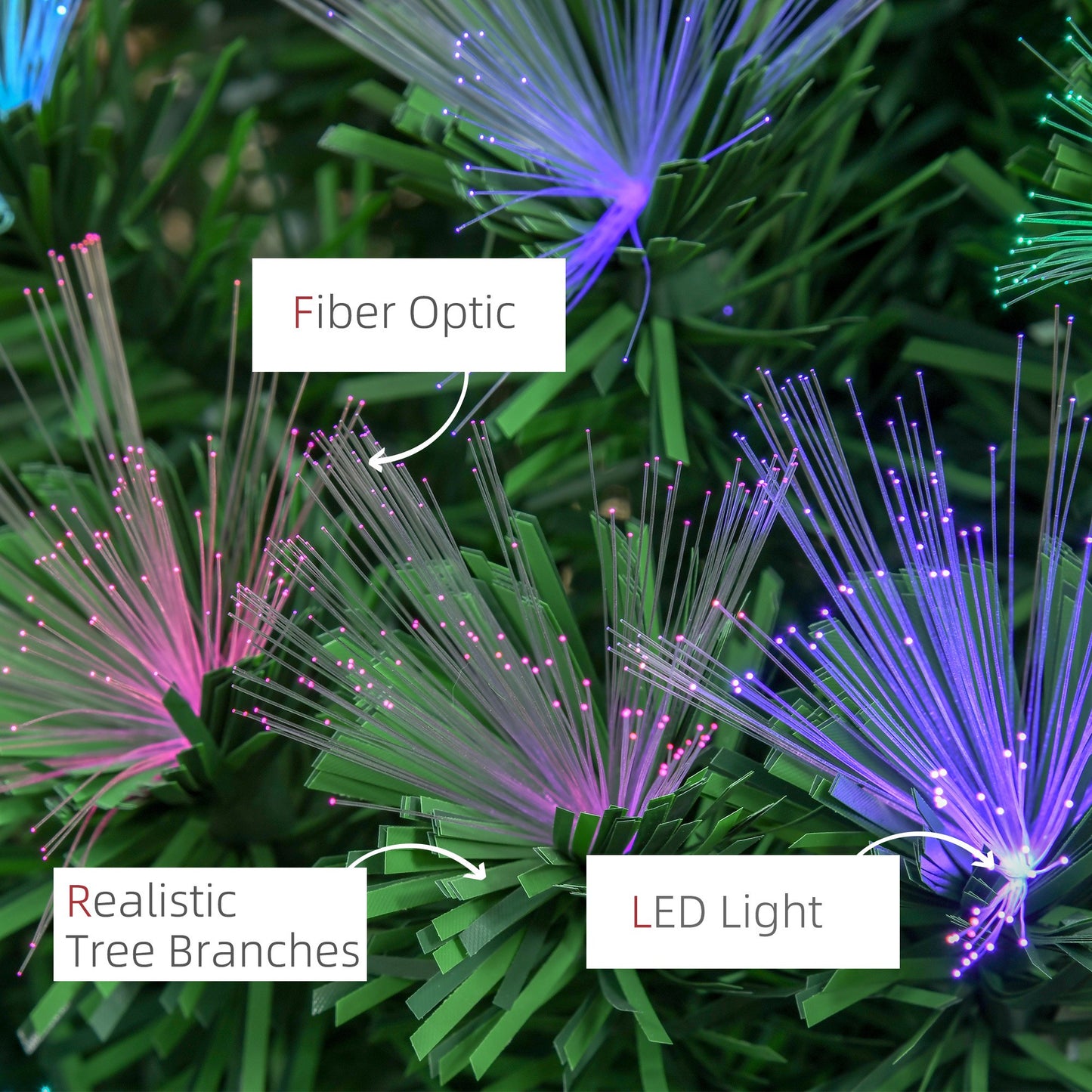 6FT Multicoloured Artificial Christmas Tree Fibre Optic Lights Star Holder