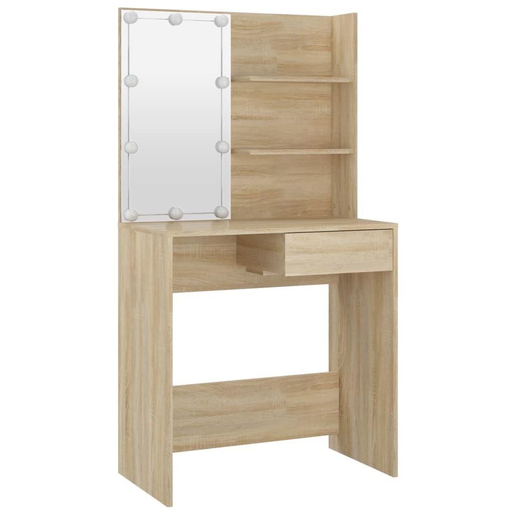 Dressing Table with LED Sonoma Oak 74.5x40x141 cm Engineered Wood