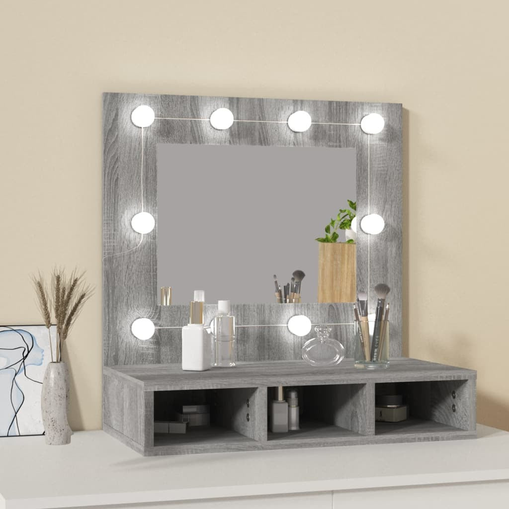 Mirror Cabinet with LED Grey Sonoma 60x31.5x62 cm