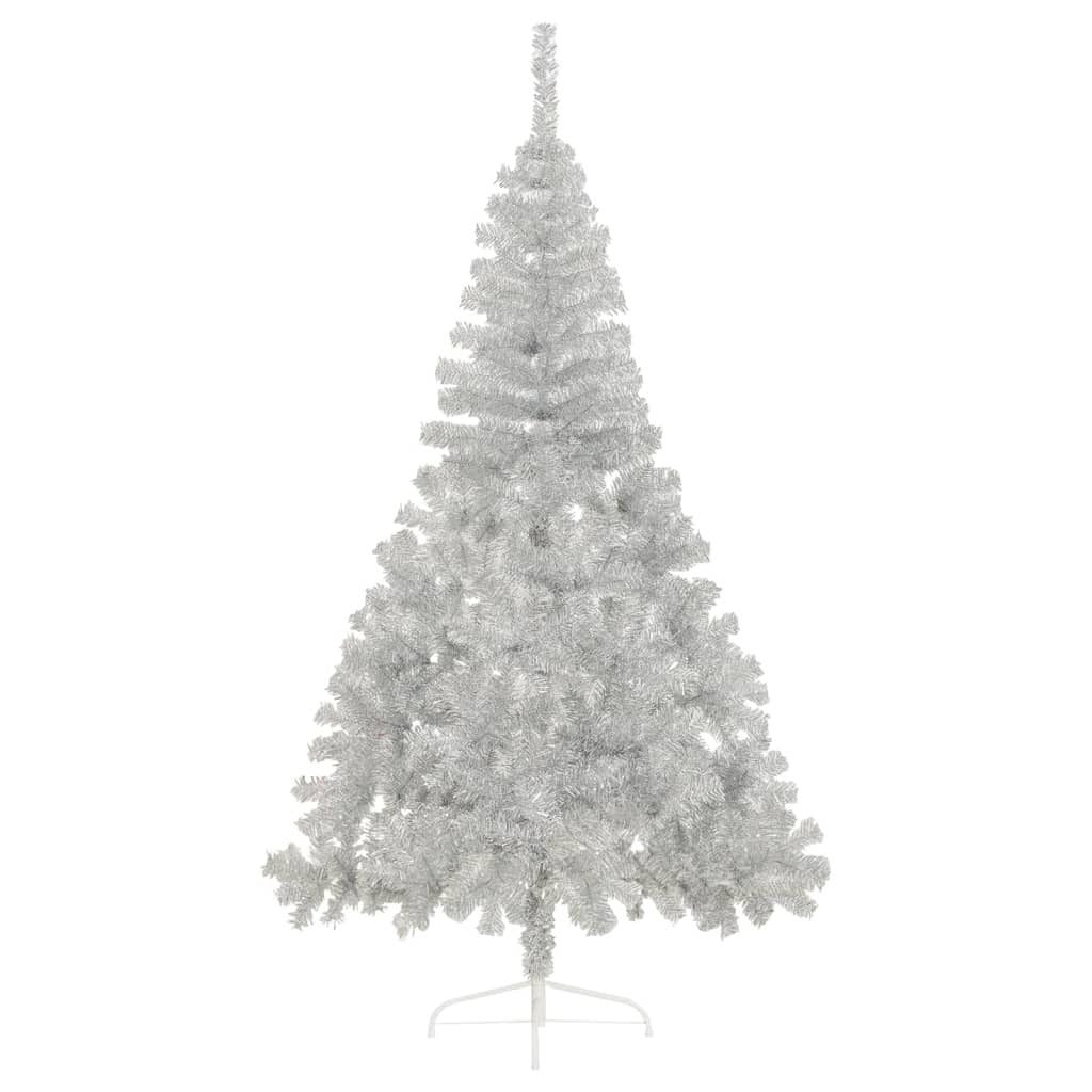 Artificial Half Christmas Tree with Stand Silver 210 cm PET