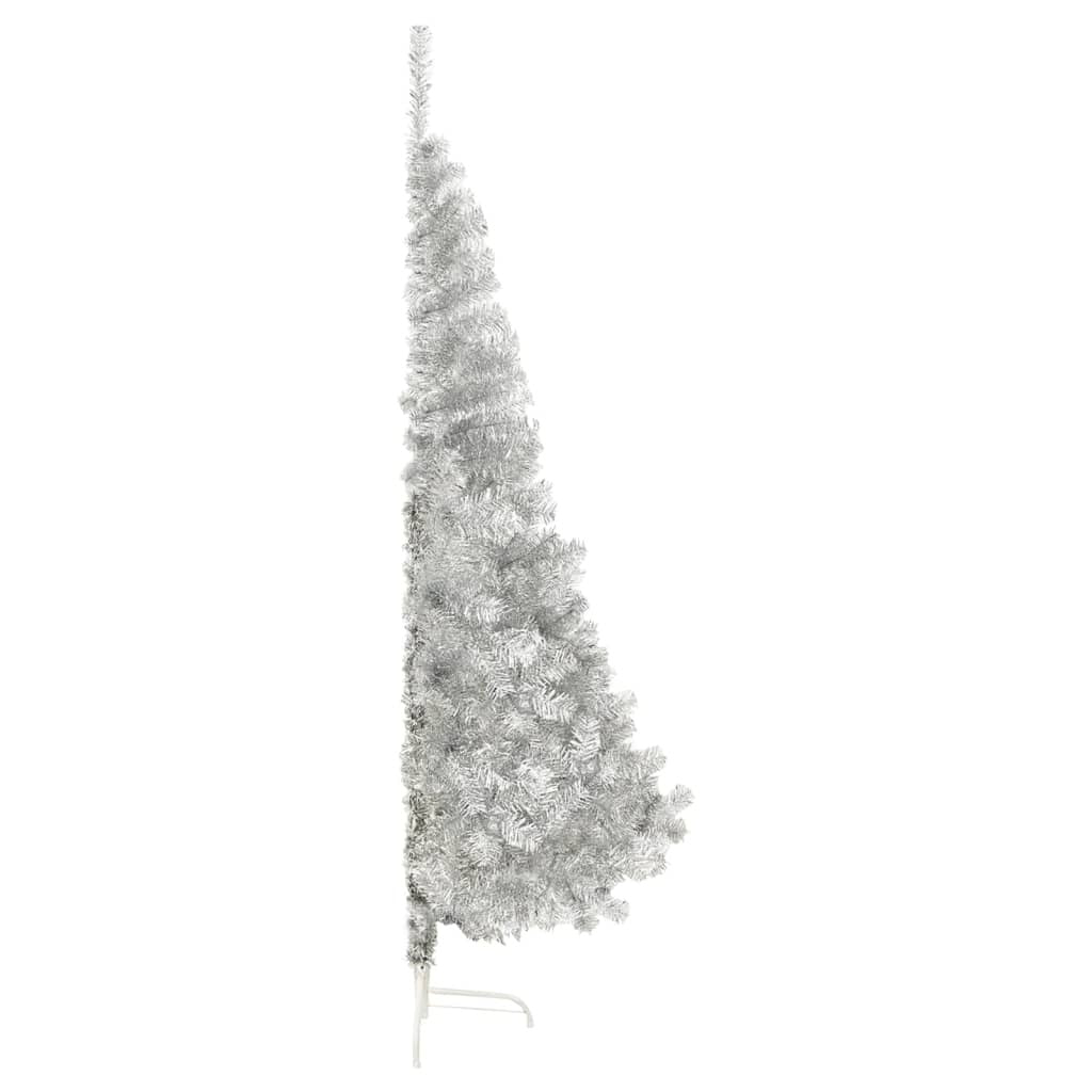 Artificial Half Christmas Tree with Stand Silver 210 cm PET