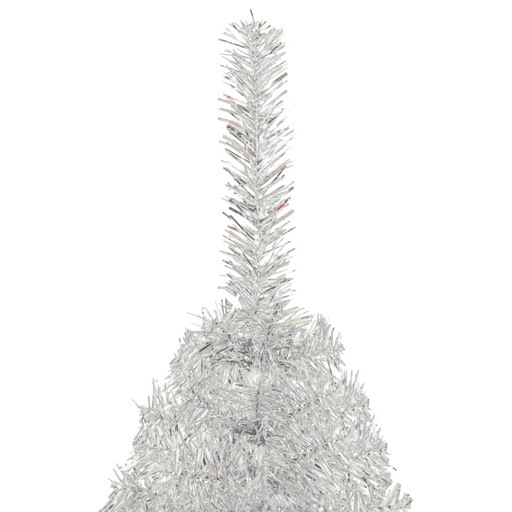 Artificial Half Christmas Tree with Stand Silver 210 cm PET
