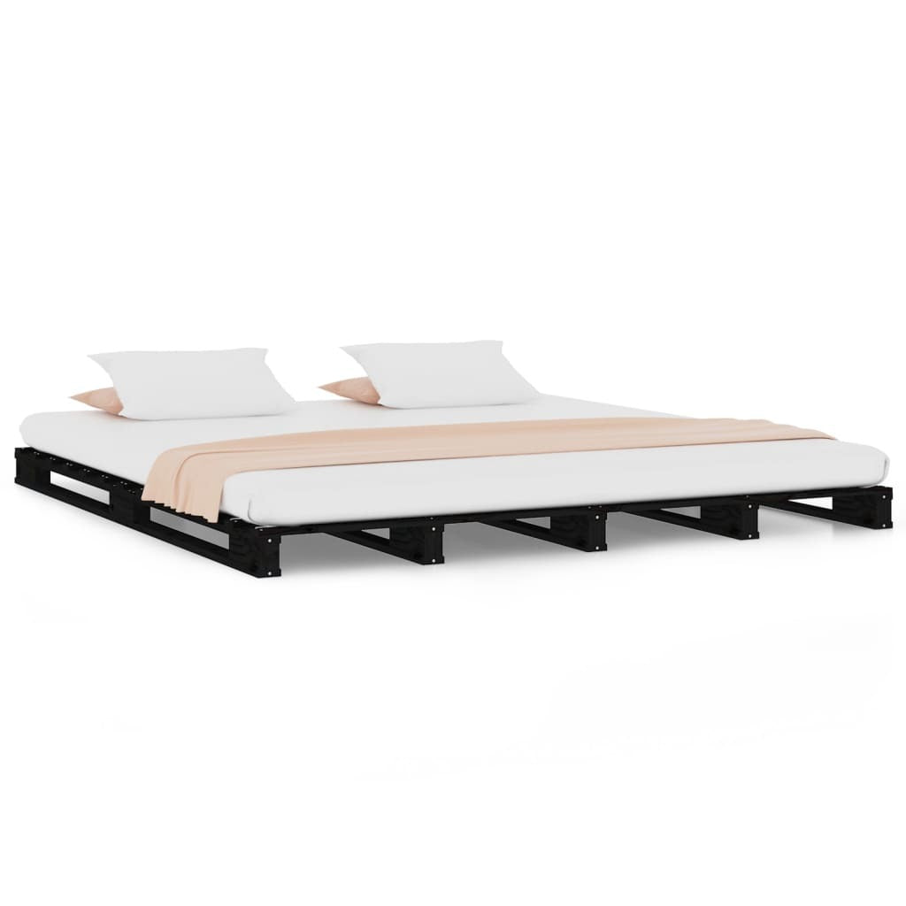 Bed Frame Black 120x190 cm Solid Wood Pine 4FT Small Double