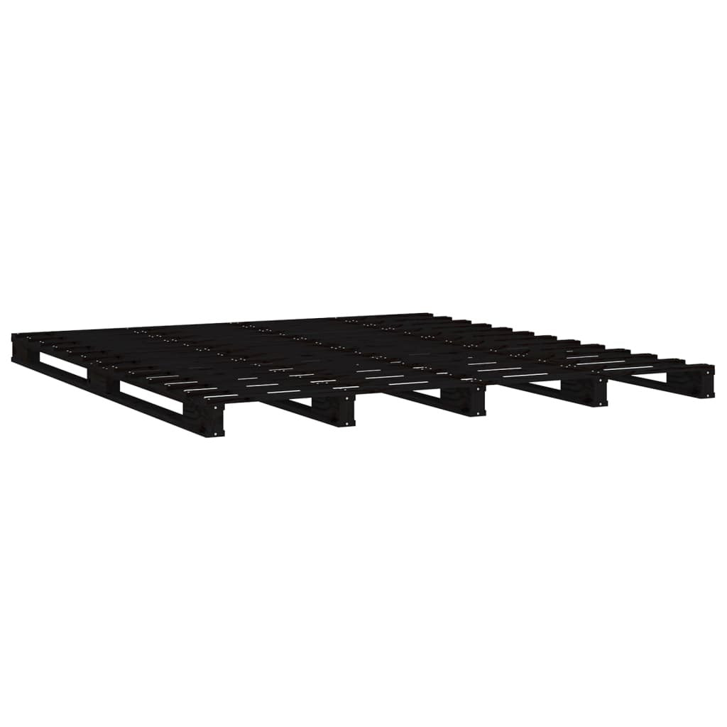 Bed Frame Black 120x190 cm Solid Wood Pine 4FT Small Double