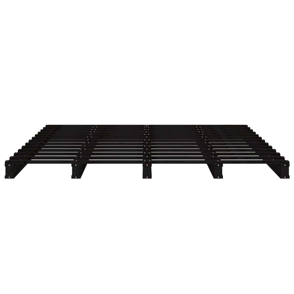 Bed Frame Black 120x190 cm Solid Wood Pine 4FT Small Double