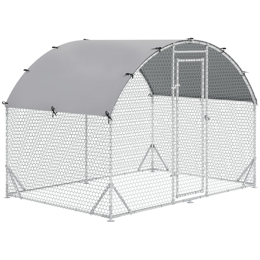 Chicken Run One Room Galvanised Chicken Coop Hen House w/ Cover 2.8 x 1.9 x 2m
