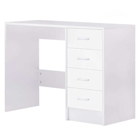 High Gloss 4 Drawers Table Vanity Dressing Drawer Computer PC Study White
