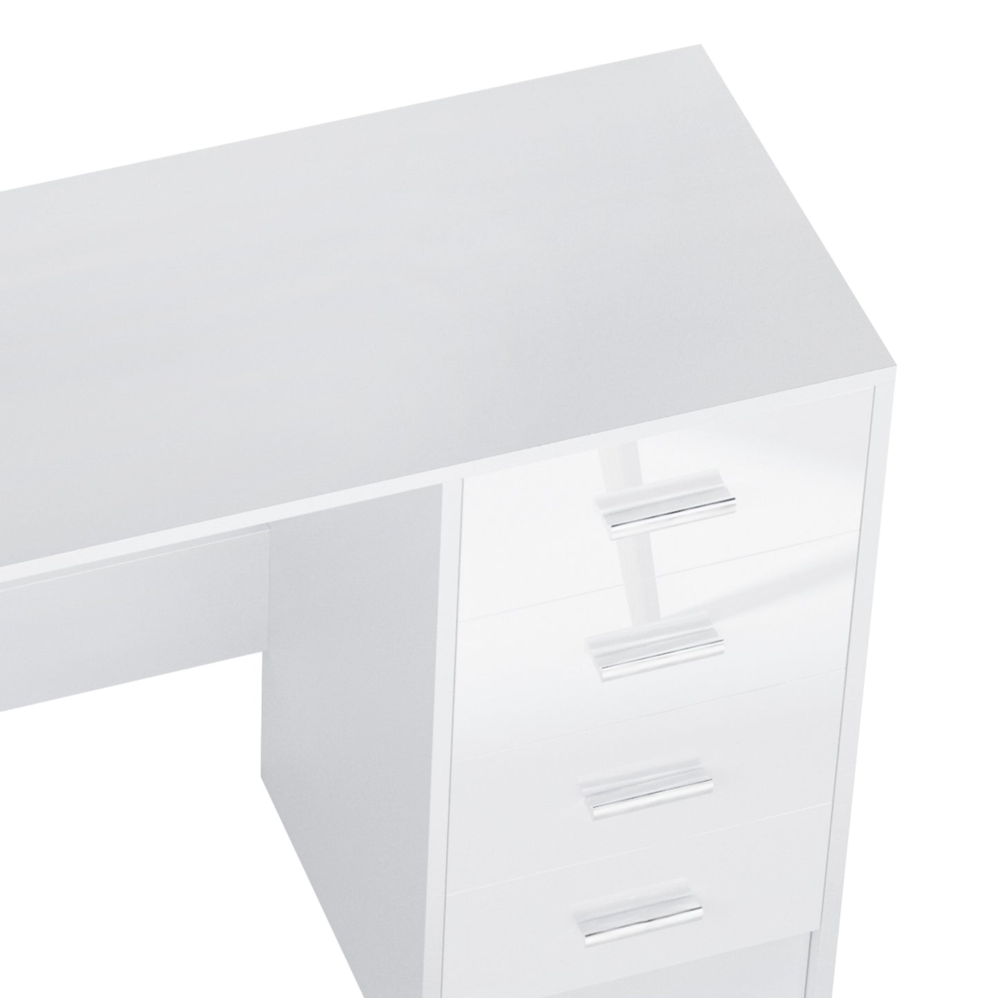 High Gloss 4 Drawers Table Vanity Dressing Drawer Computer PC Study White