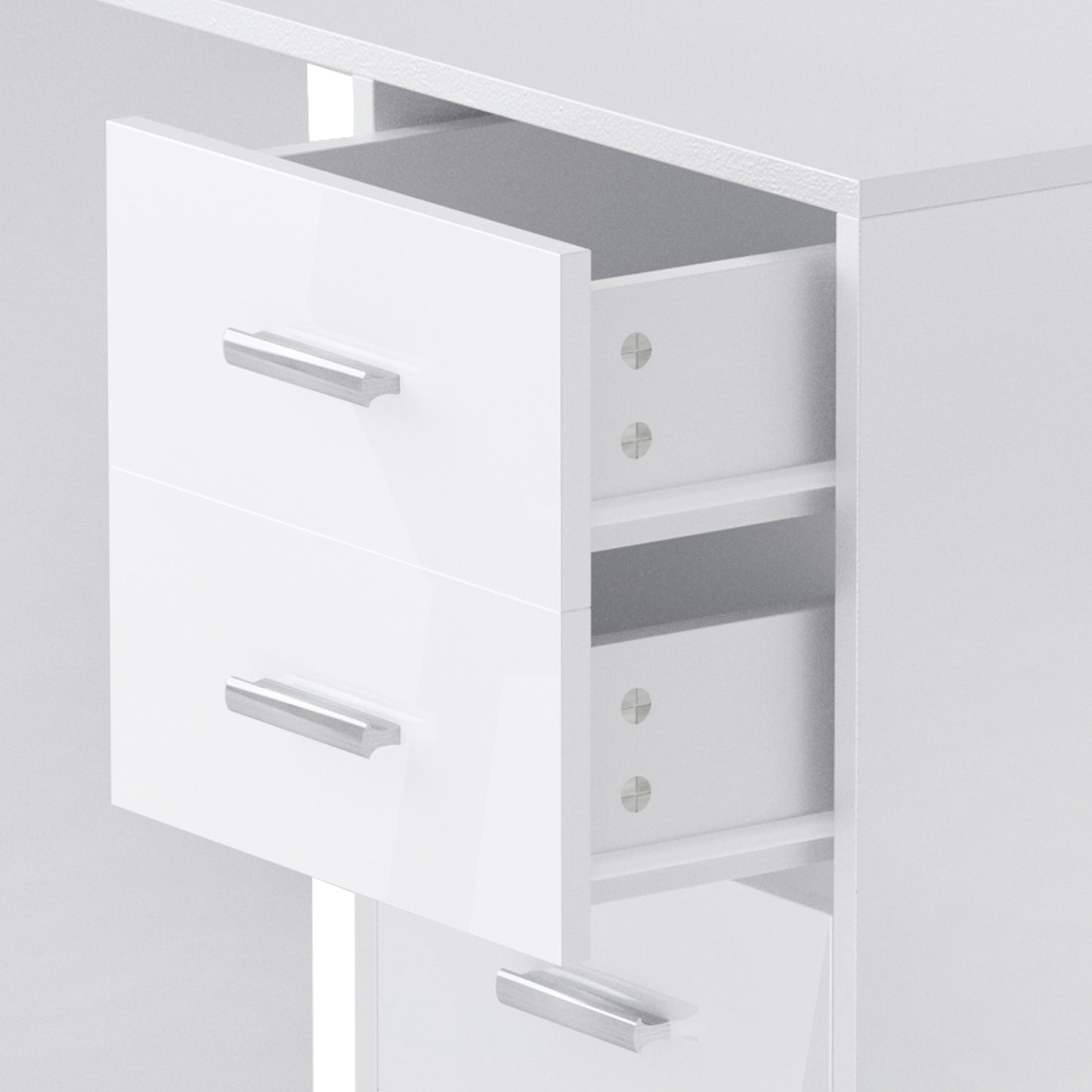 High Gloss 4 Drawers Table Vanity Dressing Drawer Computer PC Study White