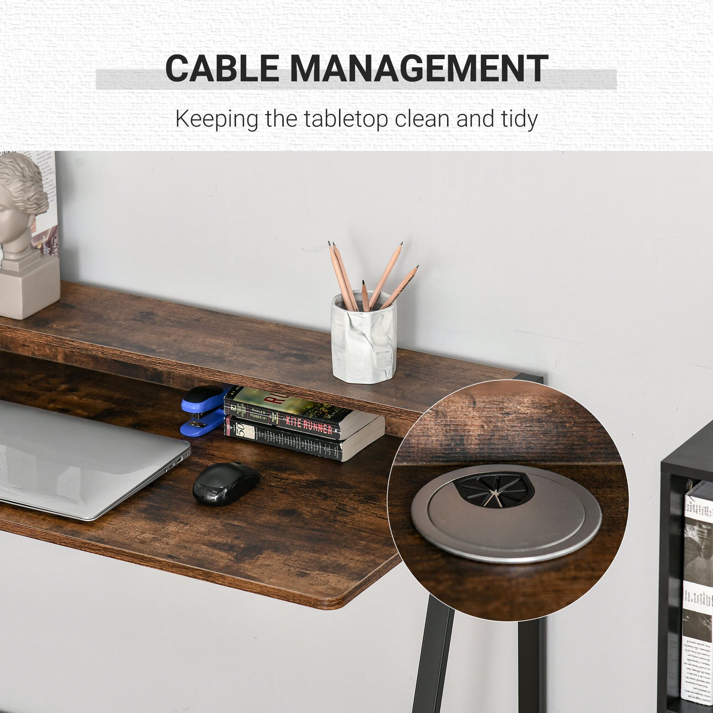 Writing Desk Computer Workstation Storage Shelf Color Rustic Brown