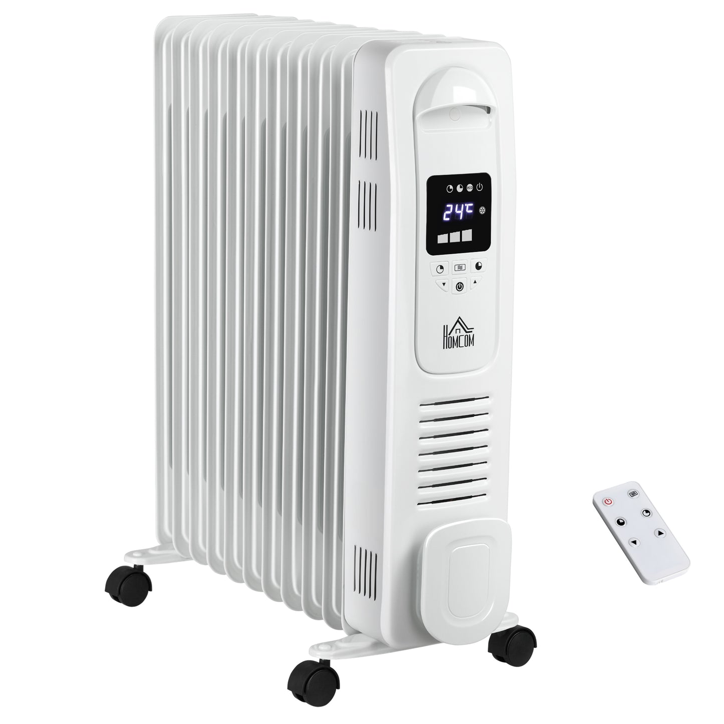 2720W Digital Oil Filled Radiator, 11 Fin, Timer, 3 Settings, Safety Off Remote