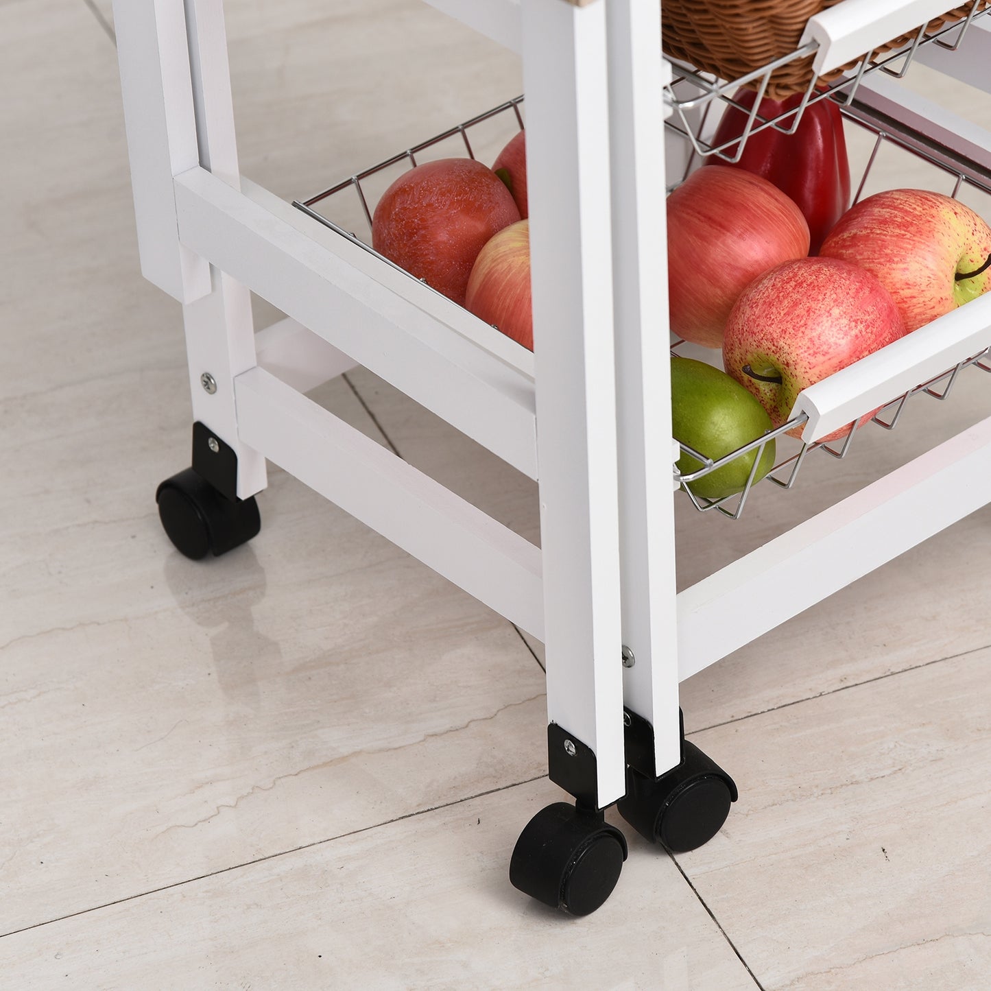 MDF Extendable Kitchen Island Trolley White