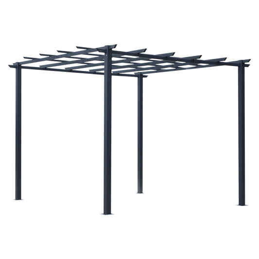 3x3 m Metal Pergola, 300Lx300Wx230H cm-Black