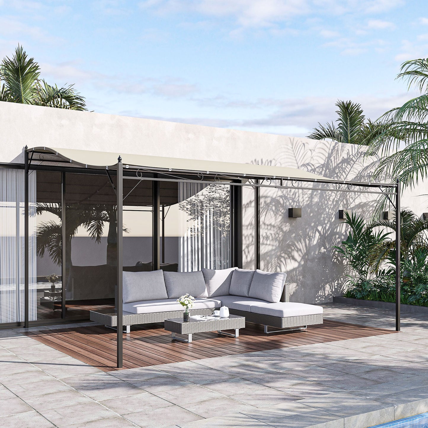 4 x 3 Meters Canopy Metal WallCream 4m 3m