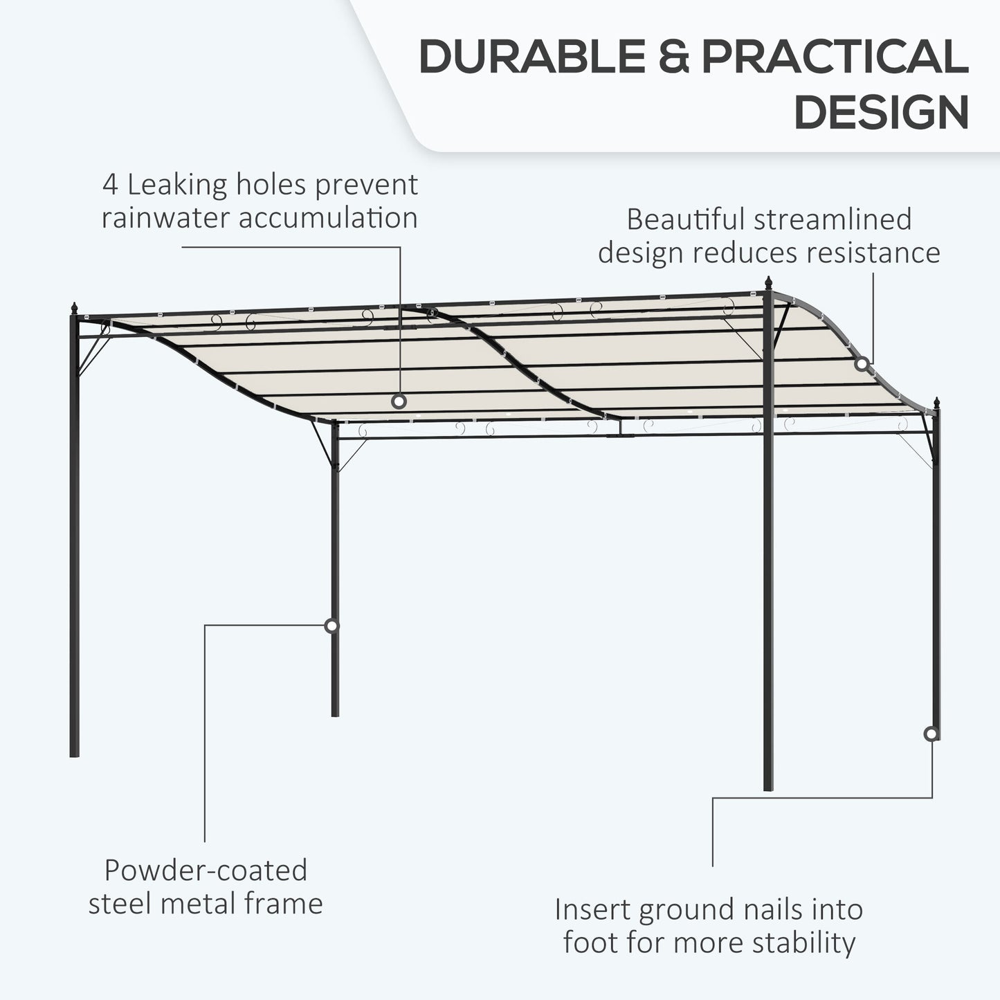 4 x 3 Meters Canopy Metal WallCream 4m 3m